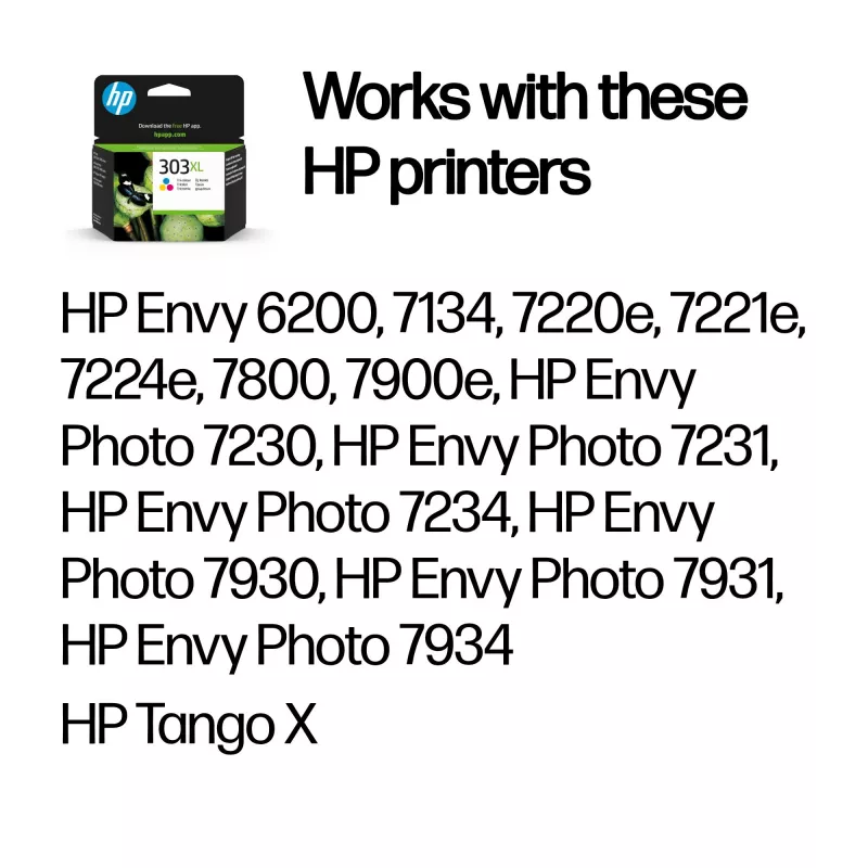 HP 303XL cartucho de tinta original, alto rendimiento, tricolor, cian, magenta, amarillo, 1 ud., 415 páginas
