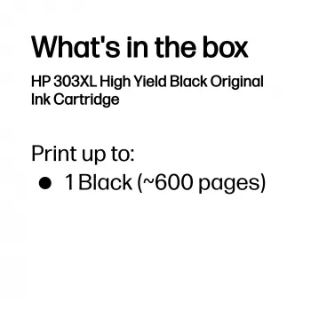 HP 303XL cartucho de tinta original negro de alto rendimiento, negro, 1 ud., 600 páginas