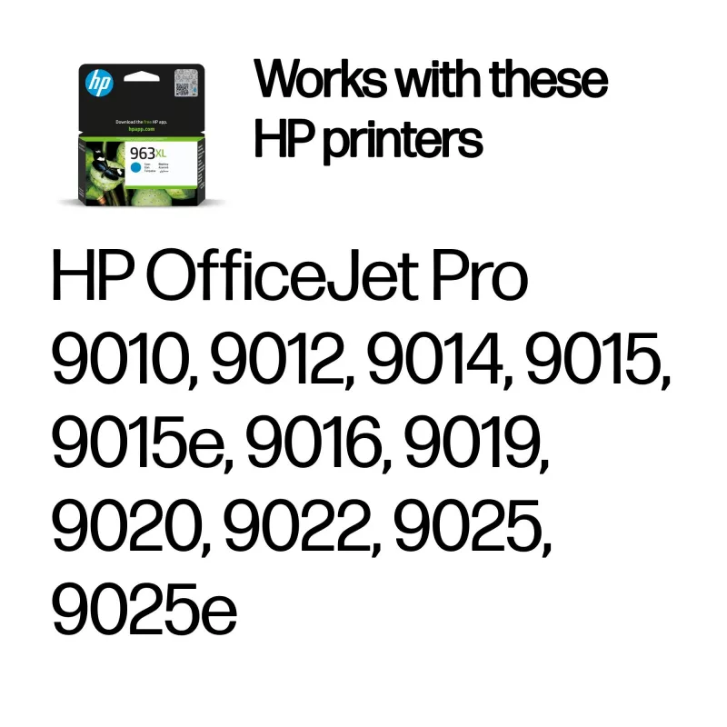 HP 963XL cartucho de tinta original cian de alto rendimiento, cian, 1 ud., 1600 páginas