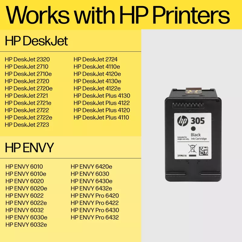 Cartucho de tinta HP 305XL High Yield negro Original