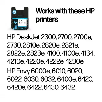 Cartucho de tinta HP 305 tricolor Original, cian, magenta, amarillo, 1 ud., 100 páginas