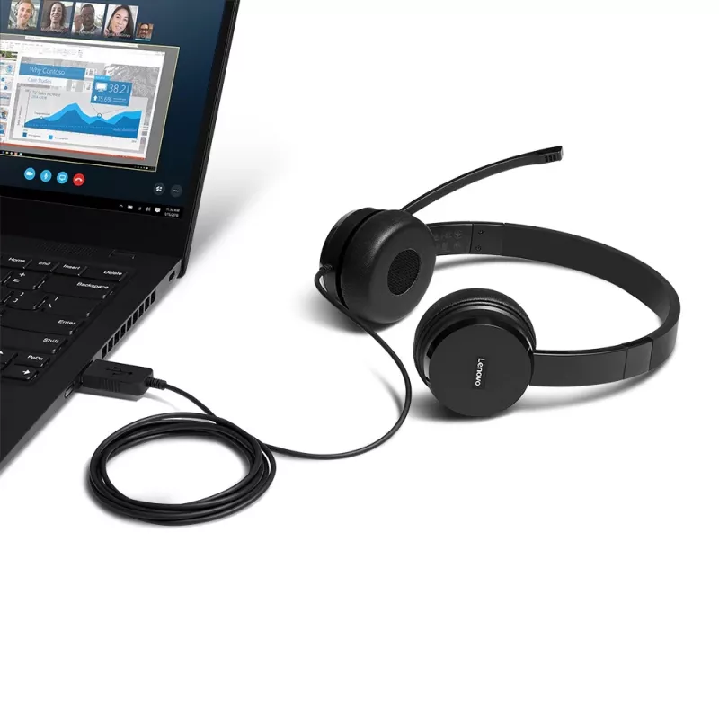 Auriculares/headset Lenovo 4XD0X88524 con cable diadema oficina/call center negro