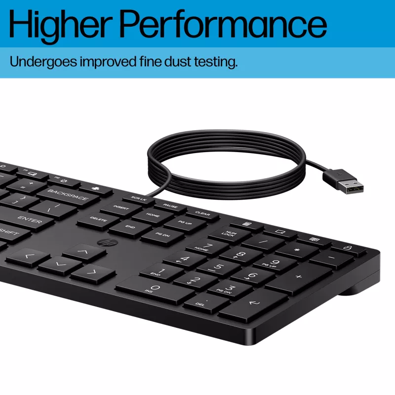 Teclado HP Wired Desktop 320K, tamaño completo (100%), con cable, USB, negro