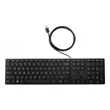 Teclado con cable HP 320K – USB de tamaño completo, diseño recto, cable 1,8 m, negro
