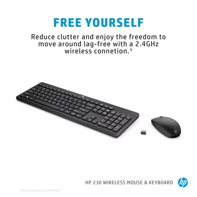 Combinación de ratón y teclado inalámbricos HP 230, negro, ratón incluido