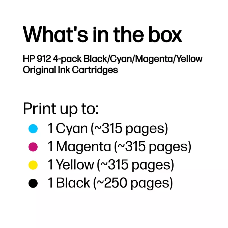 HP 912 pack de 4 cartuchos de tinta negro/cian/magenta/amarillo Original