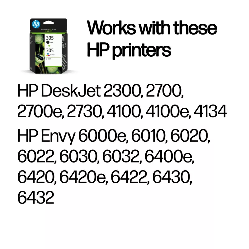 Cartucho de tinta HP 305 pack de 2 rendimiento estándar Negro Tricolor