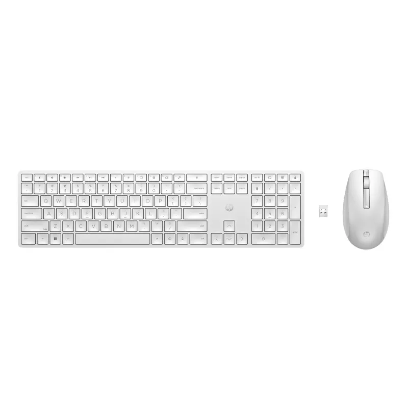 HP 650 Combo de teclado y ratón inalámbricos tamaño completo, blanco