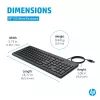 HP 150 Teclado con cable tamaño completo USB Negro 664R5AA#ABD