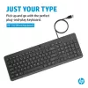 HP 150 Teclado con cable tamaño completo USB Negro 664R5AA#ABD