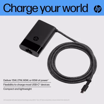 Cargador de portátil HP USB-C 65W, Portátil, Interior, 90 V, 65 W, 5 – 20 V, 1,6 A