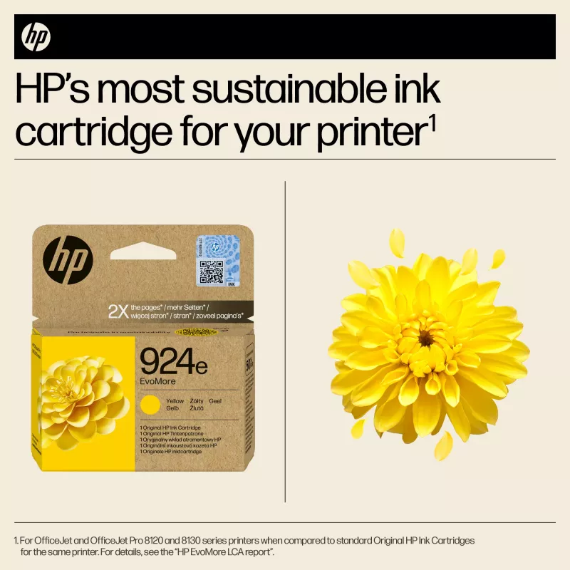 HP 924e EvoMore Amarillo Tóner Original, Amarillo, 1 ud., 800 páginas