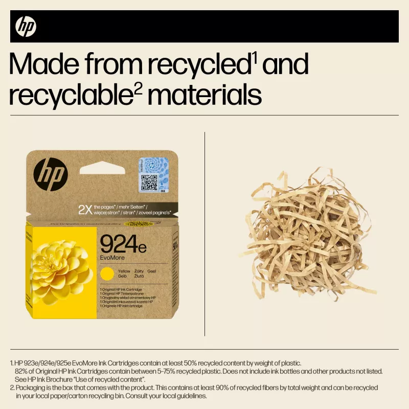 HP 924e EvoMore Amarillo Tóner Original, Amarillo, 1 ud., 800 páginas