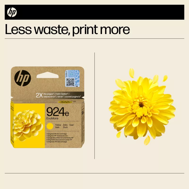 HP 924e EvoMore Amarillo Tóner Original, Amarillo, 1 ud., 800 páginas