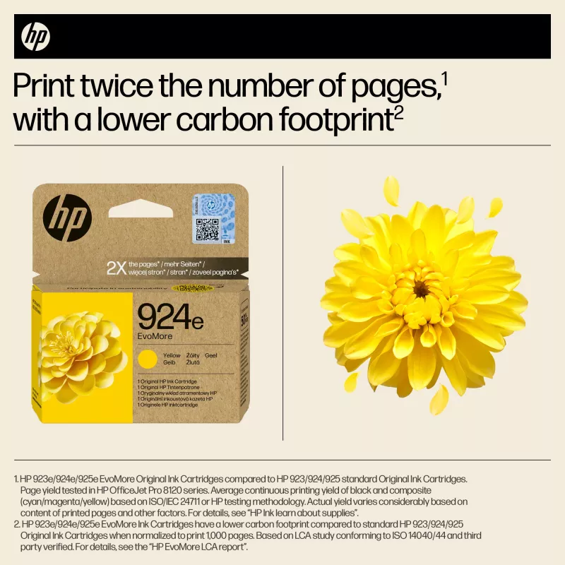 HP 924e EvoMore Amarillo Tóner Original, Amarillo, 1 ud., 800 páginas