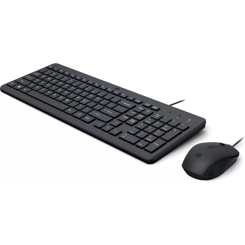 Conjunto de teclado y ratón con cable HP 150 — Teclado de membrana USB de tamaño completo, negro, con ratón USB con cable