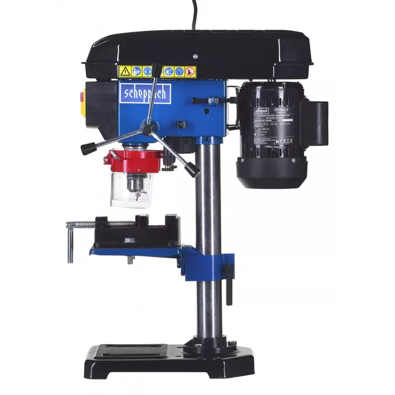 Taladro de columna Scheppach DP16VLS 500W, carcasa de acero, 230–240V, 2500 rpm, portabrocas de 13 mm, 600×220×435 mm