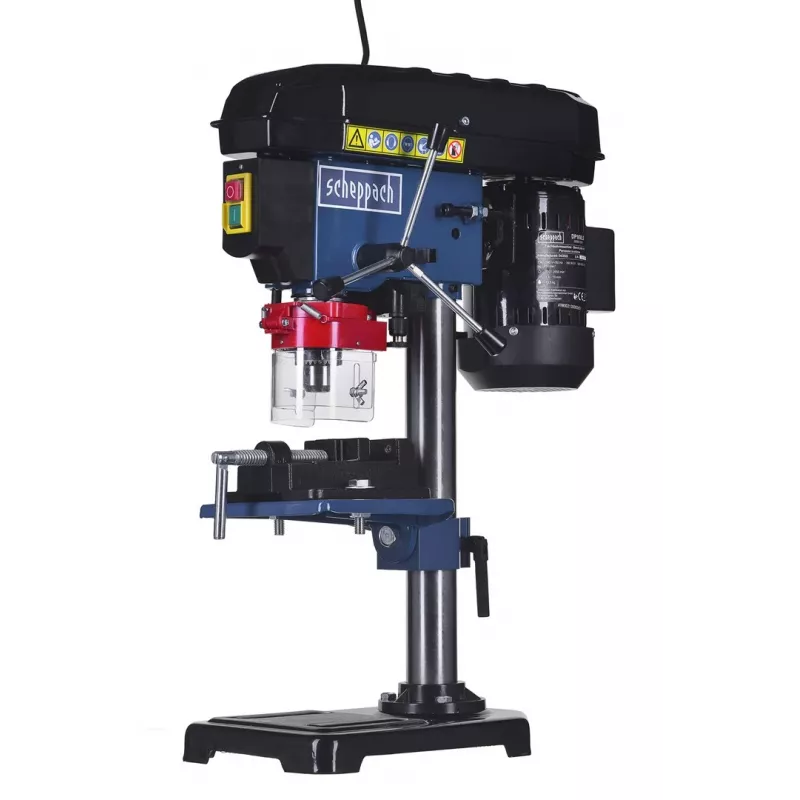 Taladro de columna Scheppach DP16VLS 500W, carcasa de acero, 230–240V, 2500 rpm, portabrocas de 13 mm, 600×220×435 mm