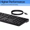Teclado con cable HP 320K — USB de tamaño completo, diseño recto, cable de 1,8 m, Negro