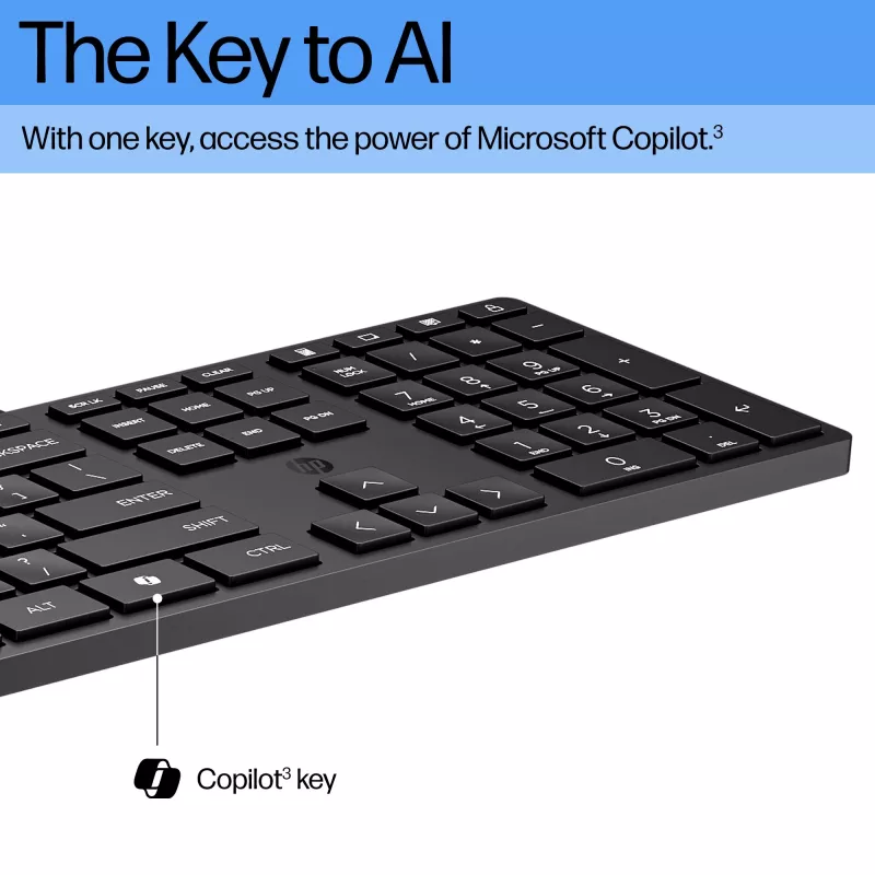Teclado con cable HP 320K — USB de tamaño completo, diseño recto, cable de 1,8 m, Negro