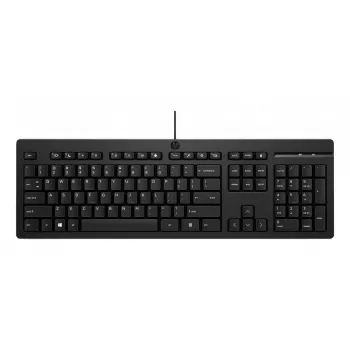 Teclado USB con cable HP 125 G2 — Diseño compacto de tamaño completo HP, conexión USB, teclas planas