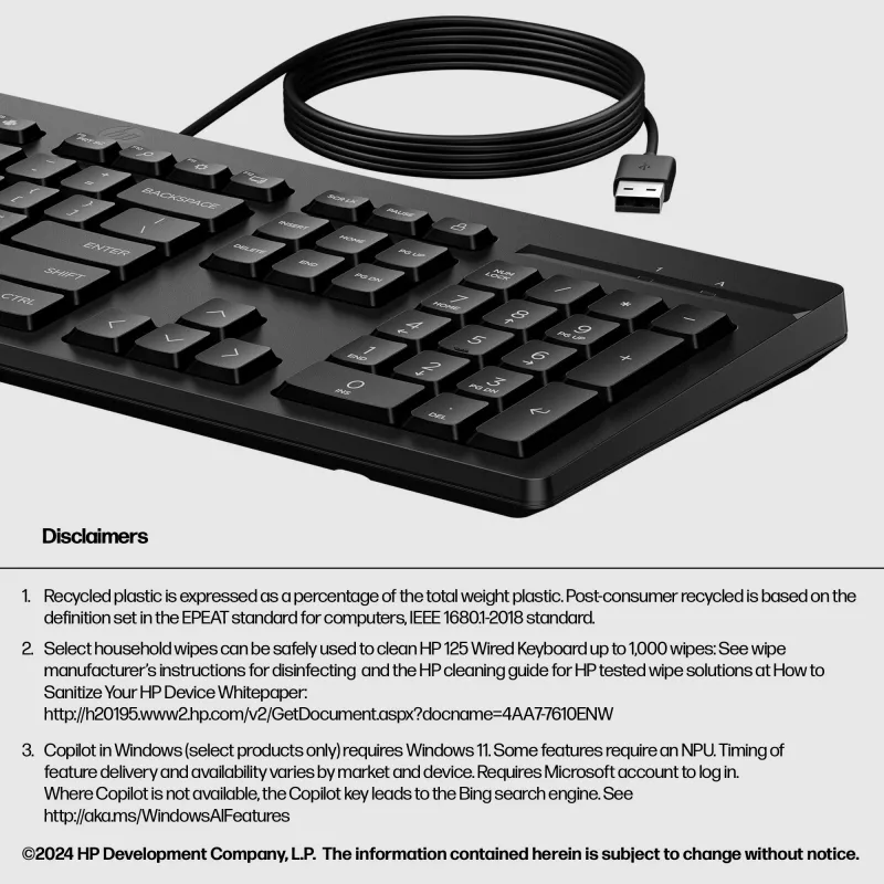 HP 125 Teclado con cable