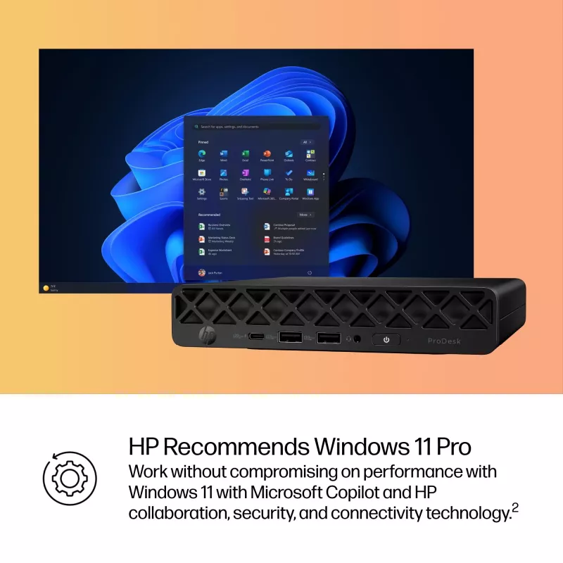 Ordenador HP ProDesk 4 G1i AI Mini Core Ultra 5 225T RAM 16GB SSD 512GB Intel Graphics OS Win 11 Pro