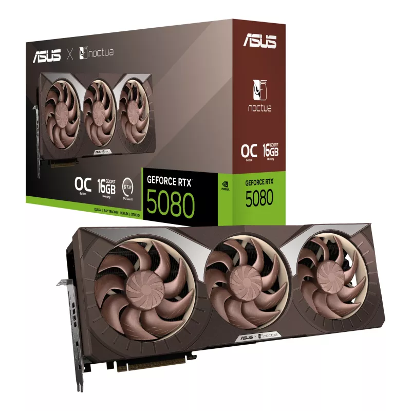 Tarjeta gráfica ASUS GeForce RTX 5080 16 GB GDDR7, PCIe 5.0, 256-bit, 385×80×151 mm, 3 ventiladores, alimentación 16-Pin