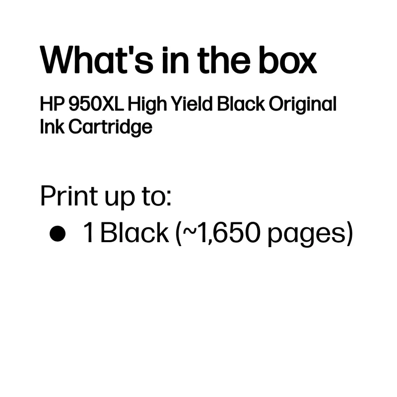 HP 950XL Cartucho de tinta original negro de alto rendimiento, negro, 1 ud., 1650 páginas