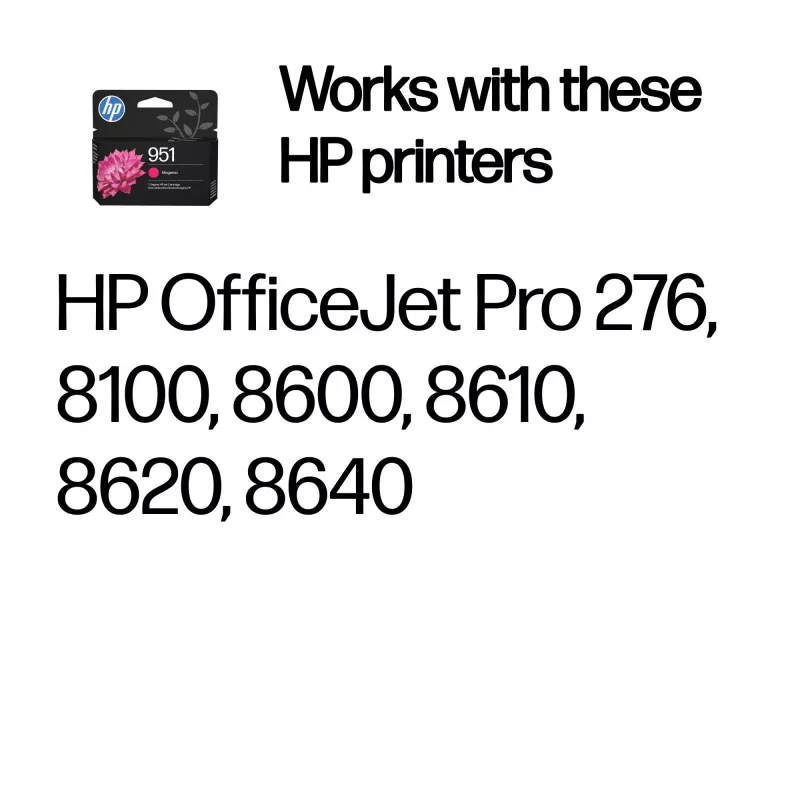 HP 951 Cartucho de tinta original magenta – tinta pigmentada, capacidad estándar, 8 ml, 535 páginas