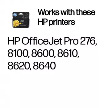 HP 951 Cartucho de tinta amarillo (original) – amarillo pigmentado, 8 ml, rendimiento estándar