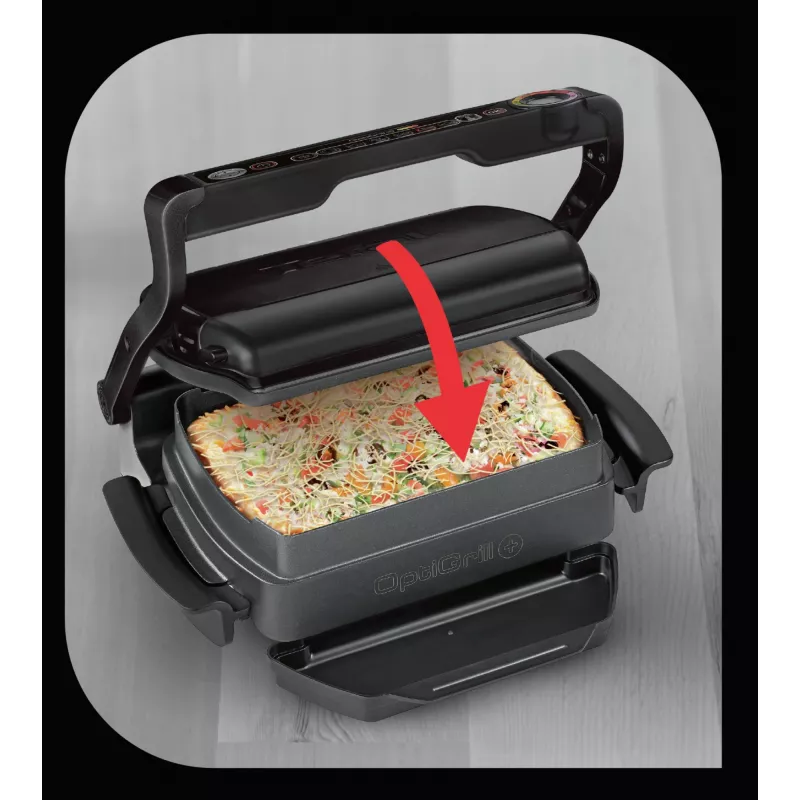 Parrilla de contacto Tefal GC7148 — 2000 W, carcasa de acero inoxidable, rectangular, termostato ajustable, superficie de parrilla, 365×365×175 mm