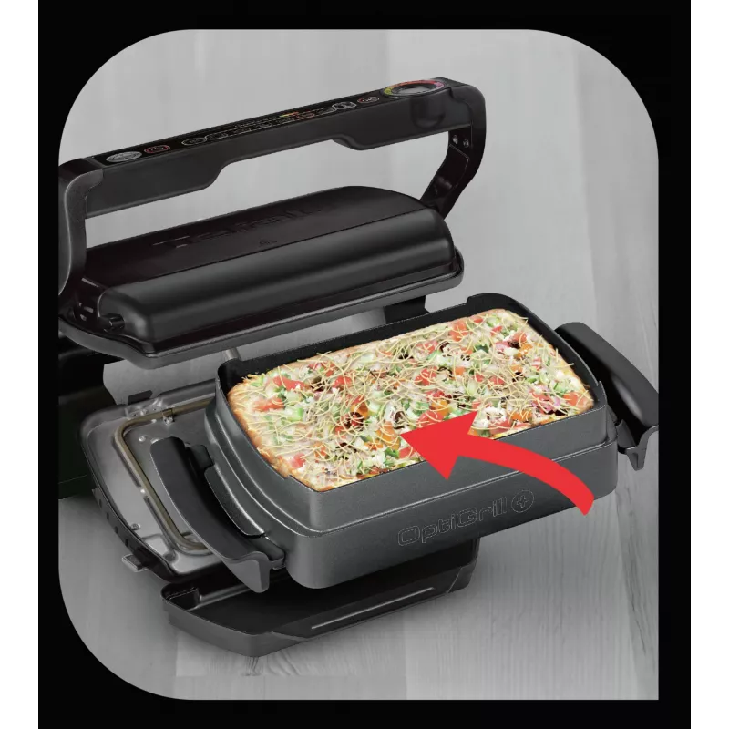 Parrilla de contacto Tefal GC7148 — 2000 W, carcasa de acero inoxidable, rectangular, termostato ajustable, superficie de parrilla, 365×365×175 mm