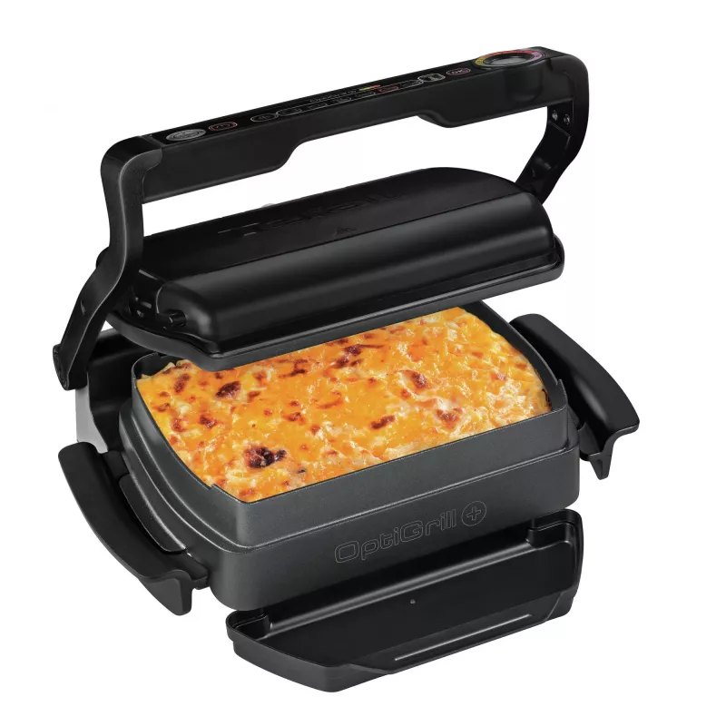 Parrilla de contacto Tefal GC7148 — 2000 W, carcasa de acero inoxidable, rectangular, termostato ajustable, superficie de parrilla, 365×365×175 mm