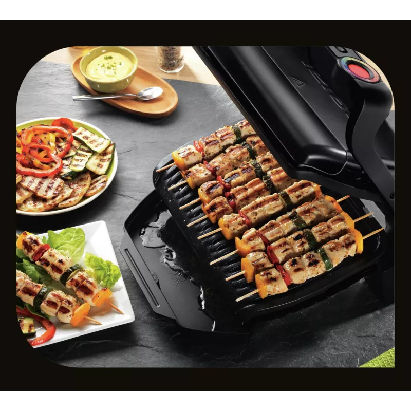 Parrilla de contacto Tefal GC7148 — 2000 W, carcasa de acero inoxidable, rectangular, termostato ajustable, superficie de parrilla, 365×365×175 mm