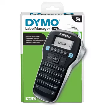 DYMO LabelManager ™ 160 QWERTZ, QWERTZ, D1, transferencia térmica, 180 x 180 DPI, 12 mm/s, Negro, Plata