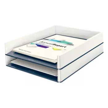 Bandeja de correspondencia Leitz WOW Dual Colour, plástico, metálico, blanco, A4, 267 mm, 336 mm, 49 mm