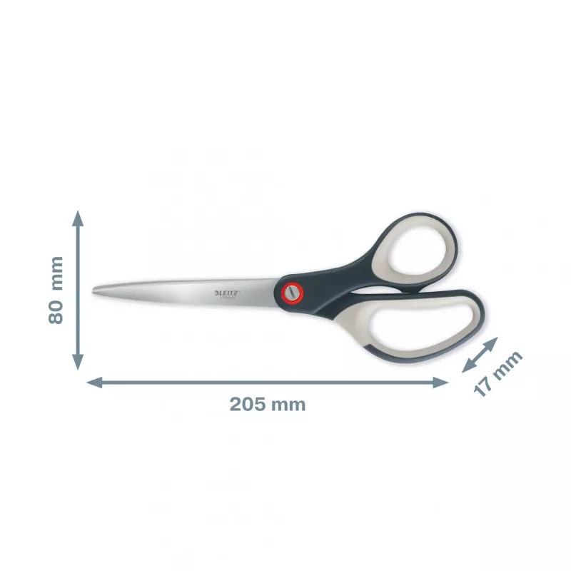 Tijeras de oficina Leitz Cosy Titanium 205 mm, adultos, corte recto, unidad, gris, acero inoxidable, tijeras de oficina