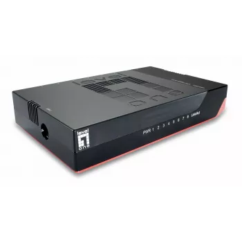 Switch LevelOne de 8 puertos Gigabit, no gestionado, Gigabit Ethernet (10/100/1000), full duplex, montaje en pared posible