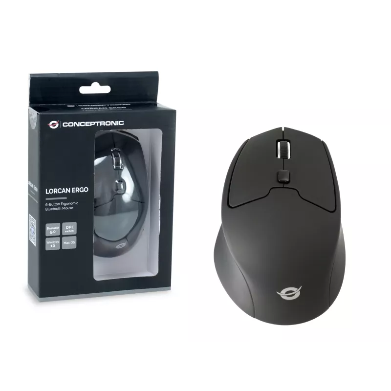 Ratón ergonómico Conceptronic LORCAN02B oficina diestro Bluetooth óptico 1600 DPI