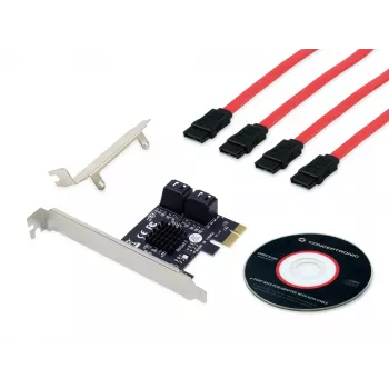 Adaptador Conceptronic EMRICK SATA PCIe de 4 puertos con cables SATA