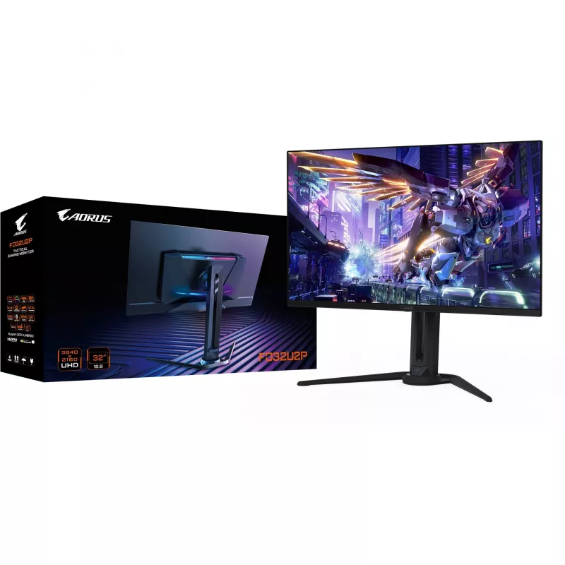GIGABYTE AORUS FO32U2P 32” monitor gaming OLED - 3840 x 2160 (UHD), 240 Hz, 0,03 ms, 250 cd/m², KVM, FreeSync Premium Pro, DisplayHDR True Black 400, DisplayPort 2.1