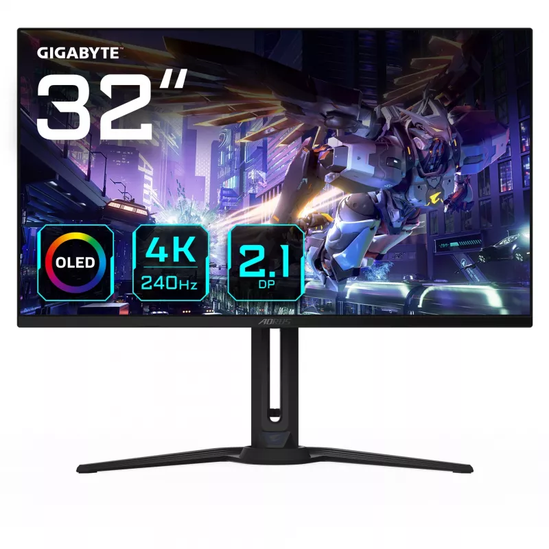 GIGABYTE AORUS FO32U2P 32” monitor gaming OLED - 3840 x 2160 (UHD), 240 Hz, 0,03 ms, 250 cd/m², KVM, FreeSync Premium Pro, DisplayHDR True Black 400, DisplayPort 2.1