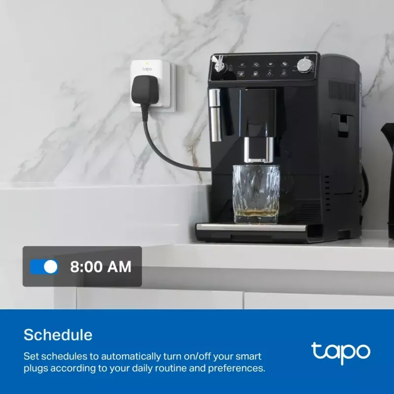 Enchufe inteligente TP‑Link Tapo Mini P110M — enchufe inteligente Wi‑Fi/Bluetooth para interiores, 16 A, 100–240 V, 3680 W, blanco