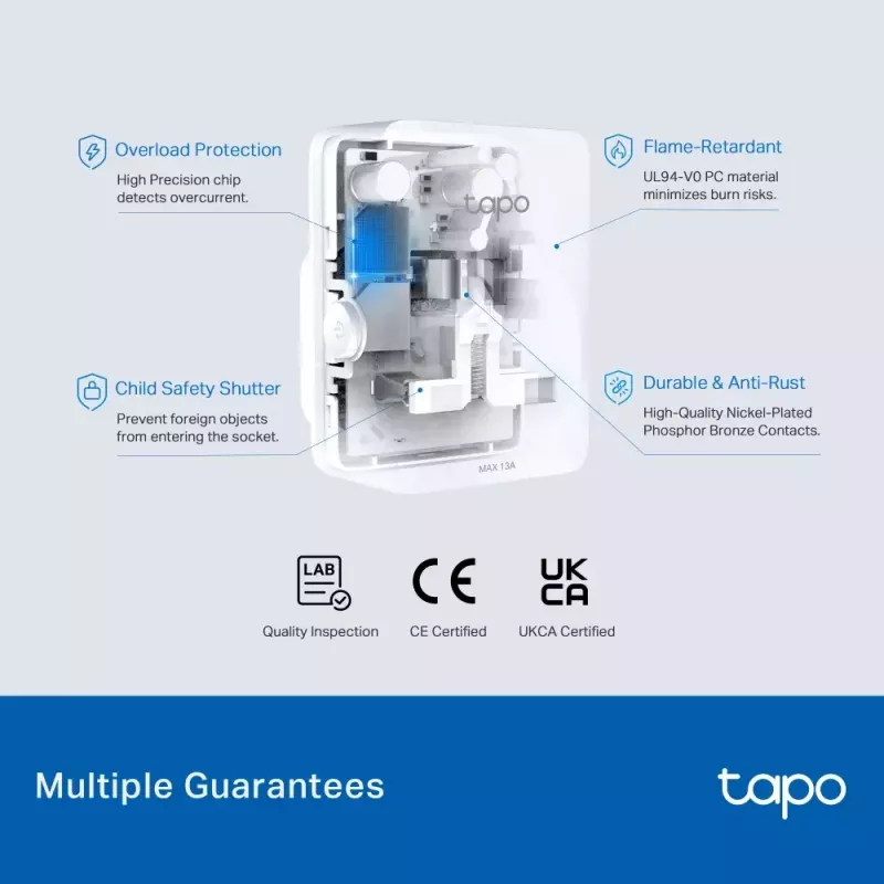 Enchufe inteligente TP‑Link Tapo Mini P110M — enchufe inteligente Wi‑Fi/Bluetooth para interiores, 16 A, 100–240 V, 3680 W, blanco