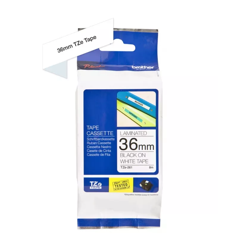 Brother TZe261 - cinta laminada - negro sobre blanco - rollo (3,6 cm) - 1 rollo(s) (TZE261)