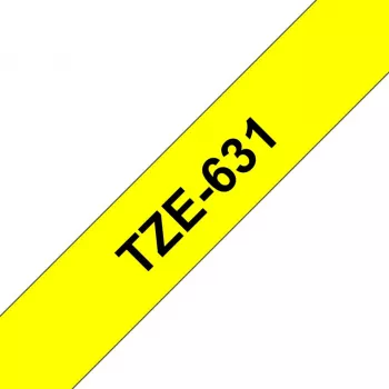 Cinta de etiquetas Brother TZe-631 (TZe) 12 mm x 8 m, negro sobre amarillo