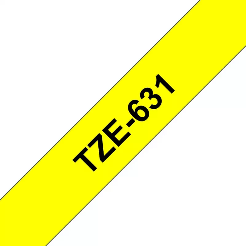 Cinta de etiquetas Brother TZe-631 (TZe) 12 mm x 8 m, negro sobre amarillo