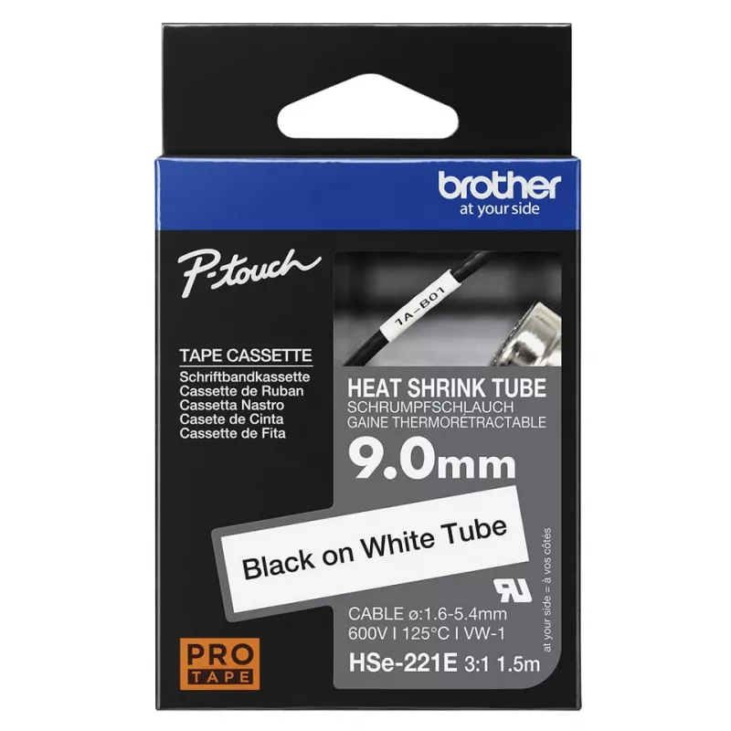 Tubo termorretráctil Brother HSE-221E negro blanco 150 cm