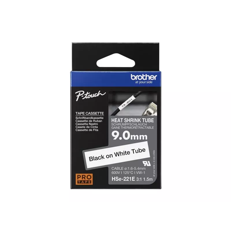 Tubo termorretráctil Brother HSE-221E negro blanco 150 cm